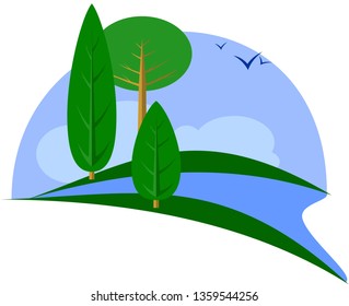 Landscape natural scene with trees and water
