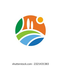 Imagen vectorial de logotipo abstracto de naturaleza horizontal