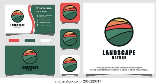 landscape nature Agriculture logo design vector