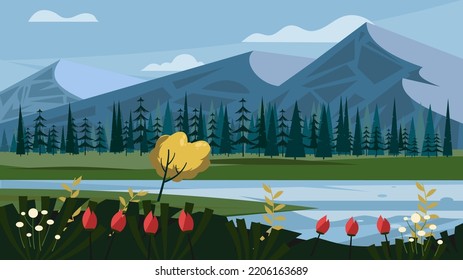 Landschaft Naturhintergrund, flache Abbildung