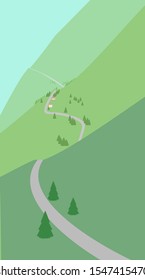landscape nature backgrounders road on side of mountain. vector illustration.
