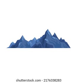 Landscape And Nature. Dark Mountains And Rock Flat Icon. Cartoon Snowy Mountain, Peak, Hill Top Vector Illustration