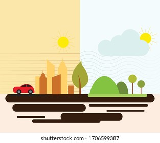 Paisaje, naturaleza, diferente entre la vida rural y urbana 