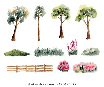 landscape nature element watercolor collection