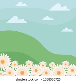 landscape nature with flowers