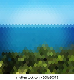Landscape nature geometric hexagon vector background