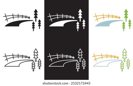 landscape and nature icon set,  Vector illustration isolated on white and black background. EPs 10