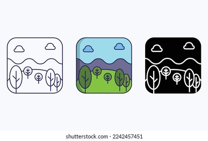 landscape and nature illustration icon