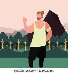 landscape nature with man
