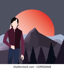landscape nature with man