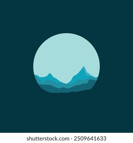 Landscape nature mountain in circle illustration