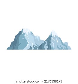 Landscape and nature. Mountains and rock flat icon. Snowy mountain hill top vector illustration