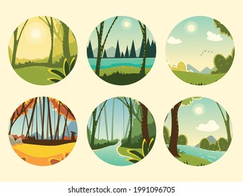 colección de escenas de árboles de naturaleza paisajística