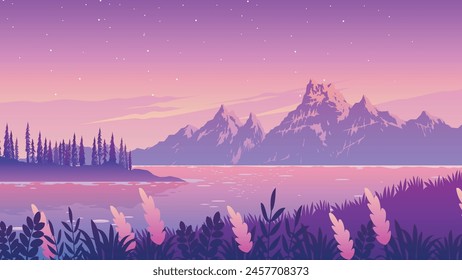 Landscape of nature sunset, hill summer vector