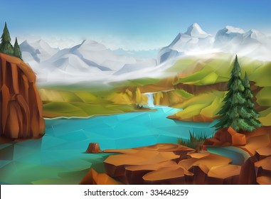 Landscape, nature vector background