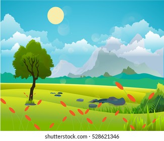 Landscape, nature vector background