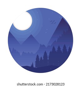 landscape night forest and mountains