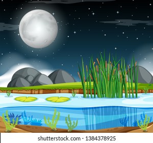 A landscape at night illustration