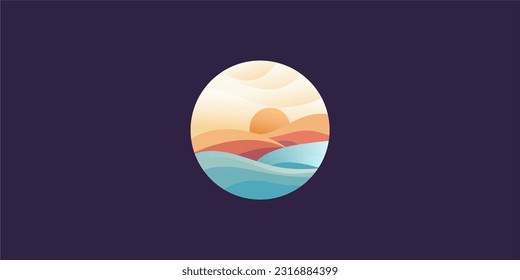 
Landscape night logo.
Langscape desert logo concept mountains and moon