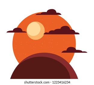 landscape night moon clouds