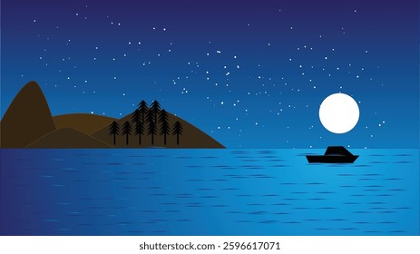 Landscape night sky view illustration 