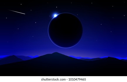 Landscape of the Night Solar Eclipse