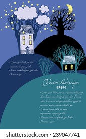 Landscape night vector background