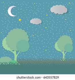 landscape at night. Vector illustration