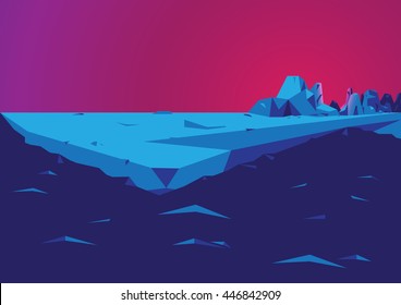 Landscape North Pole background. Iceberg, Sea, sky. vector design
