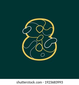 Landscape number eight logo with geology line pattern. Modern font for adventure labels, mountain travel emblem, ecology posters and outdoor sport identity, etc.