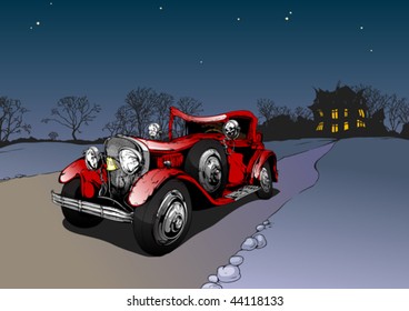landscape with an old car