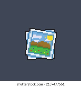 landscape on frame in pixel style