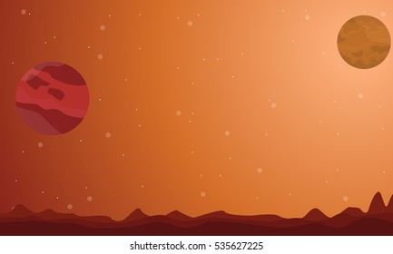 Landscape on planet outer space vector