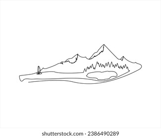 landscape one  line art and minimalist