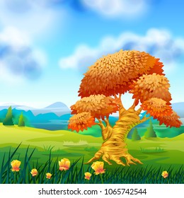 landscape with a Orange Tree