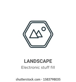 Landscape outline vector icon. Thin line black landscape icon, flat vector simple element illustration from editable electronic stuff fill concept isolated on white background