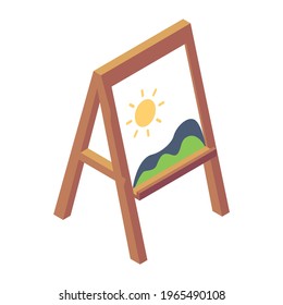 Landscape painting board icon in isometric style 