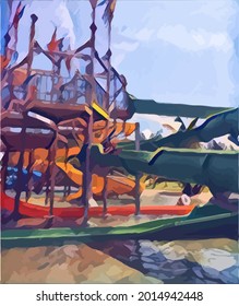 landscape painting in the swimming pool. very cool and beautiful 