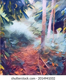landscape painting in the village. very cool and beautiful 