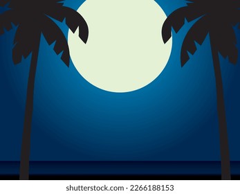 landscape of palm trees at night