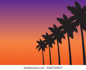 landscape of palm trees at sunset