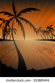 Landscape palm,sea.