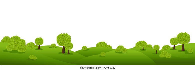 Landscape Panorama, Isolated On White Background, Vector Illustration