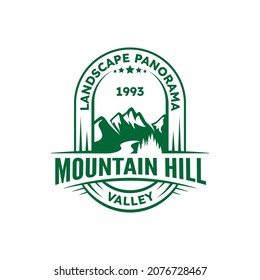 Landscape Panorama Mountain Hill Logo Design