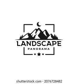 Landscape Panorama Mountain Logo Design