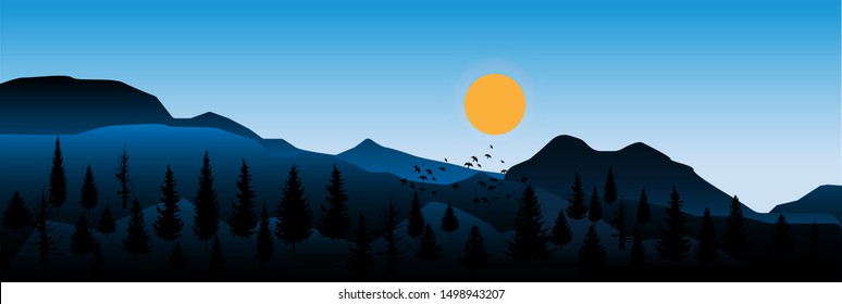 Landscape panorama view Doi Nang Non mountains of Thailand vector concept