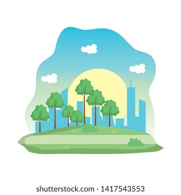landscape park scene icon vector illustration