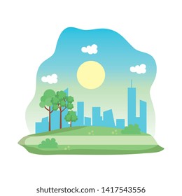 landscape park scene icon vector illustration