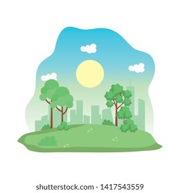 Landscape Park Scene Icon Vector Illustration