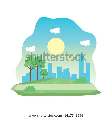 landscape park scene icon vector illustration